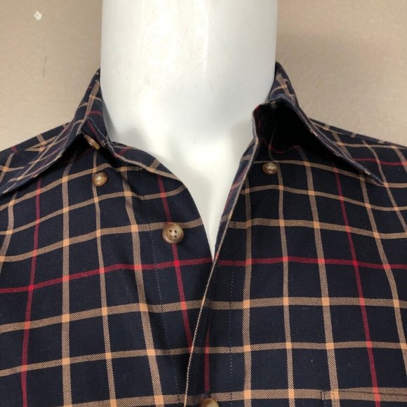 Brooks Brothers Dark Blue Plaid Long Sleeve Button Down Men's Shirt Sz… - Picture 3 of 4